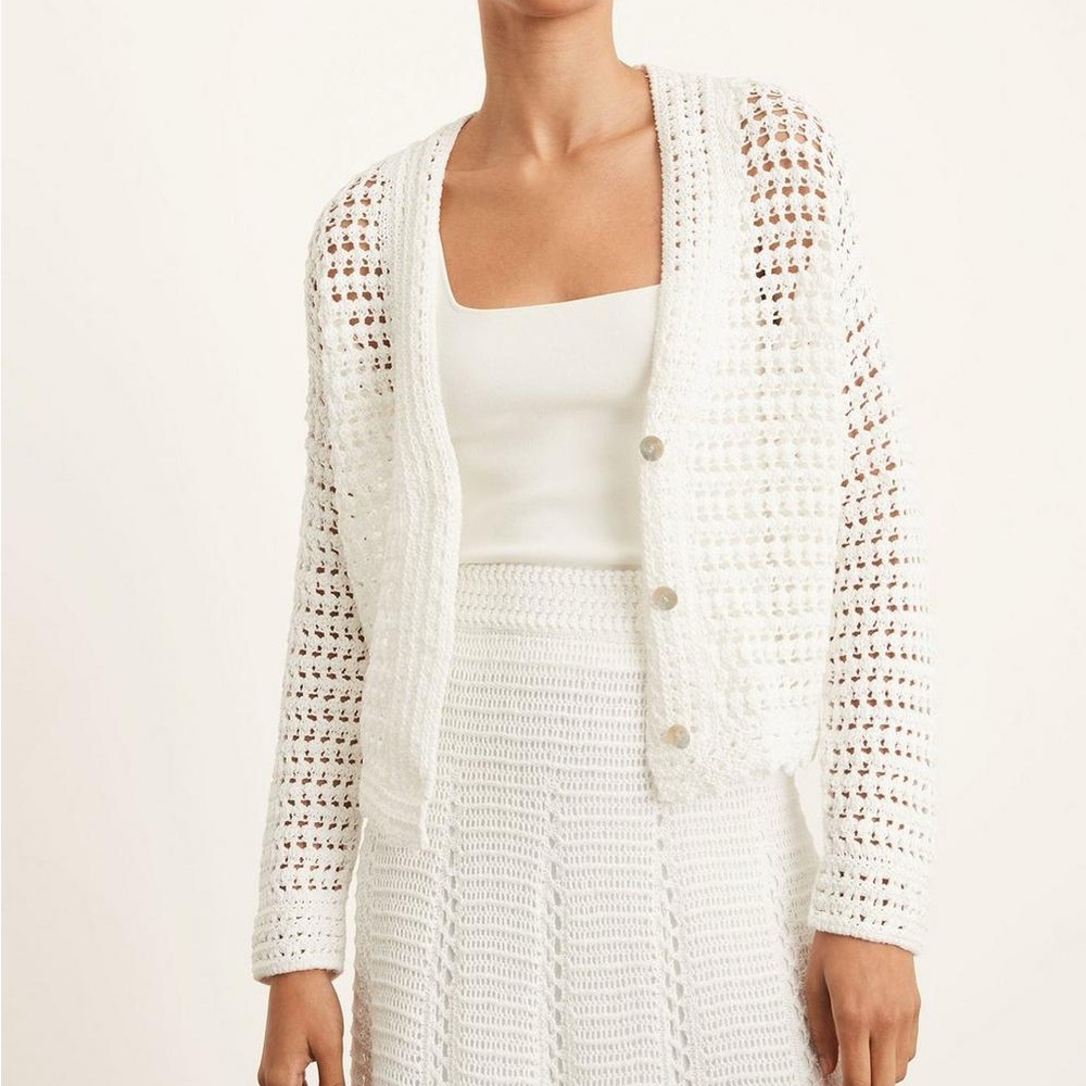 Vince 100% Cotten crochet v-neck cardigan M